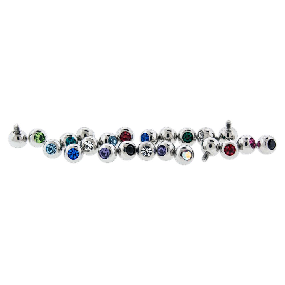 Body Jewelry Parts 10g, 12g & 14g Titanium Internally Threaded Gem Balls Assortment - 1 Piece -Rebel Bod-RebelBod