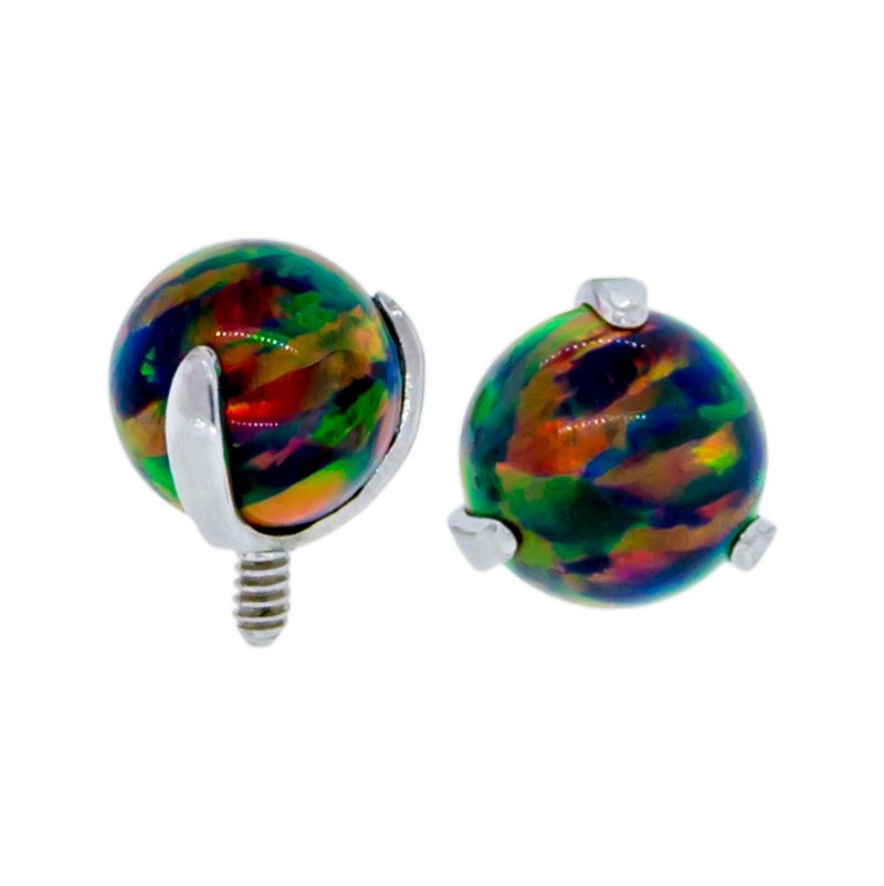 Body Jewelry Parts 10g, 12g & 14g Titanium Opal Claw Prong Set - 1 Piece -Rebel Bod-RebelBod