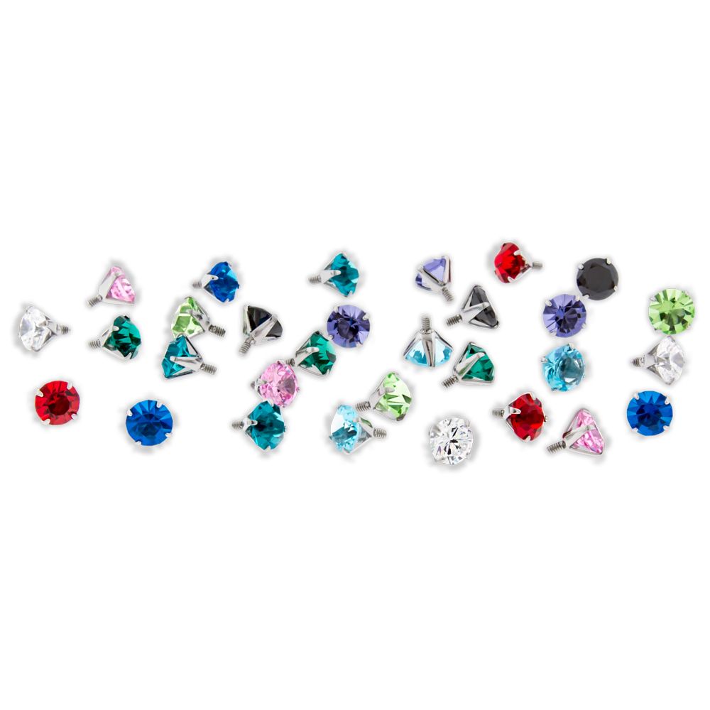 10g/12g/14g  Titanium Prong Set Gem Replacement Heads - 1 Piece -Rebel Bod-RebelBod