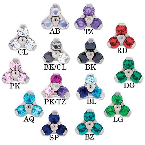 10g, 12g & 14g Titanium Trinity Gem Replacement Heads - 1 Piece -Rebel Bod-RebelBod