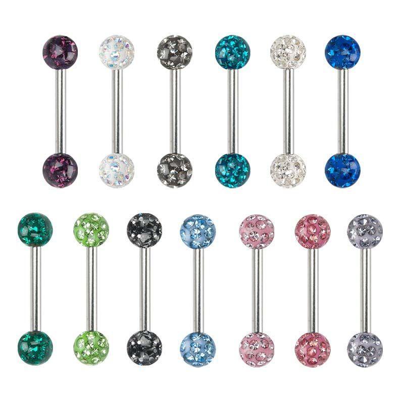 14g 1/2" Nipple Barbells Multi-Gem - 1 Piece