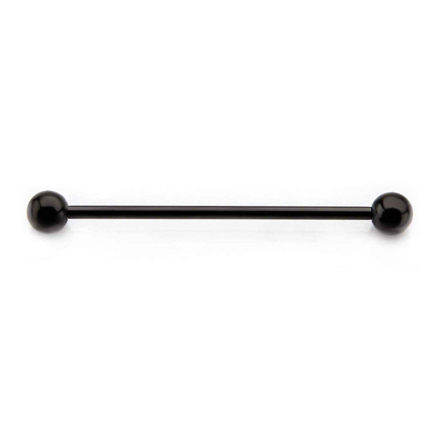 Indistrial Barbell 14g 1 3/8" Black Titanium Plated Industrial Barbell 5mm Ball ends -Rebel Bod-RebelBod