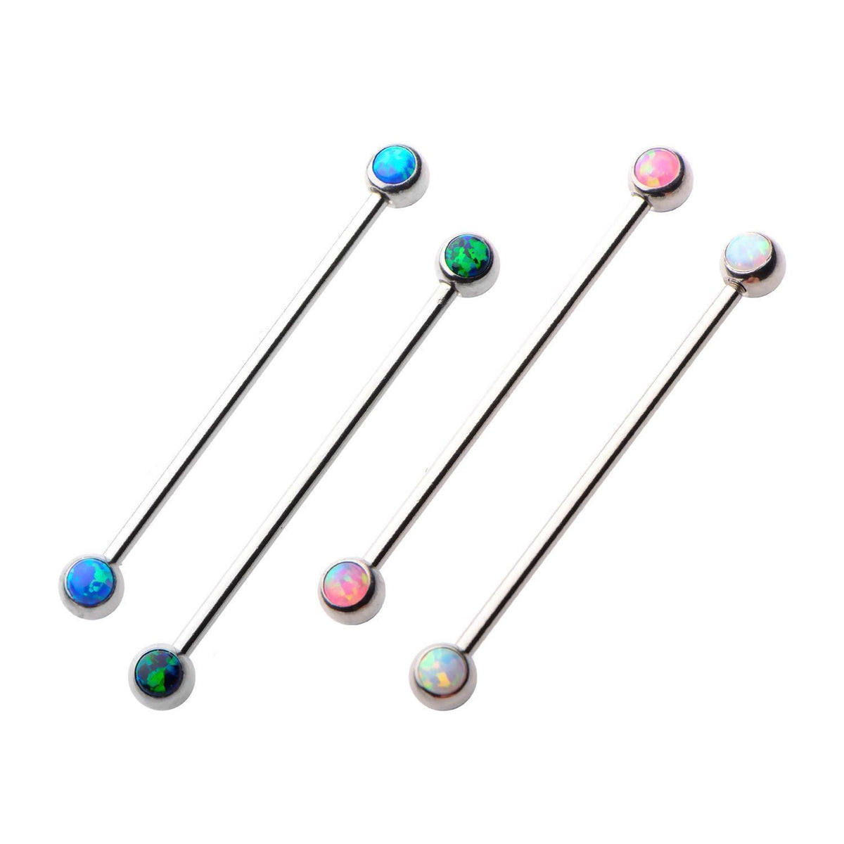 14g 1 3/8 Forward Facing Opal Industrial Barbell - 1 Piece