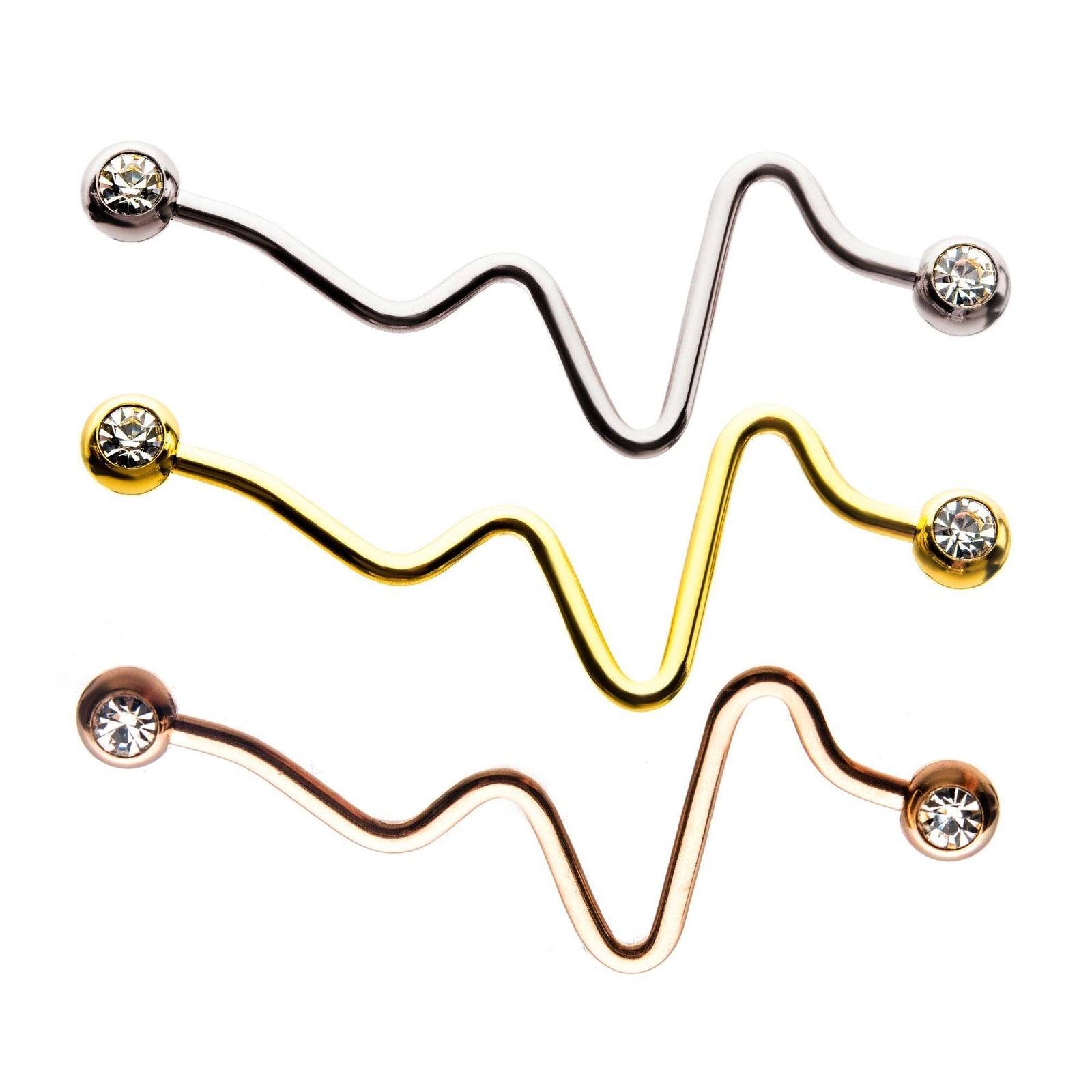 14G 1 3/8" Heart Pulse Industrial Bar 5mm Ball Ends - 1 Piece