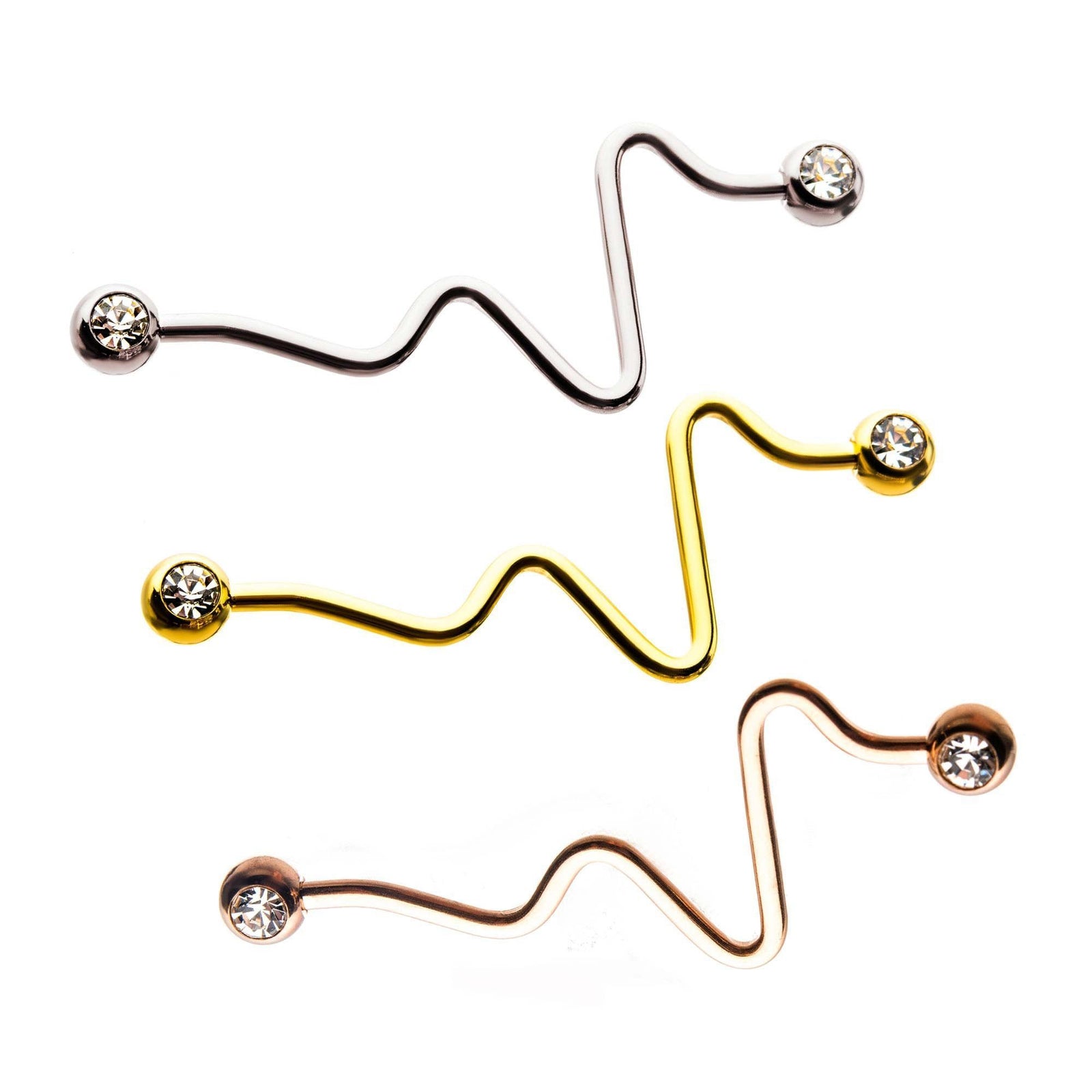 14G 1 3/8" Heart Pulse Industrial Bar 5mm Ball Ends - 1 Piece