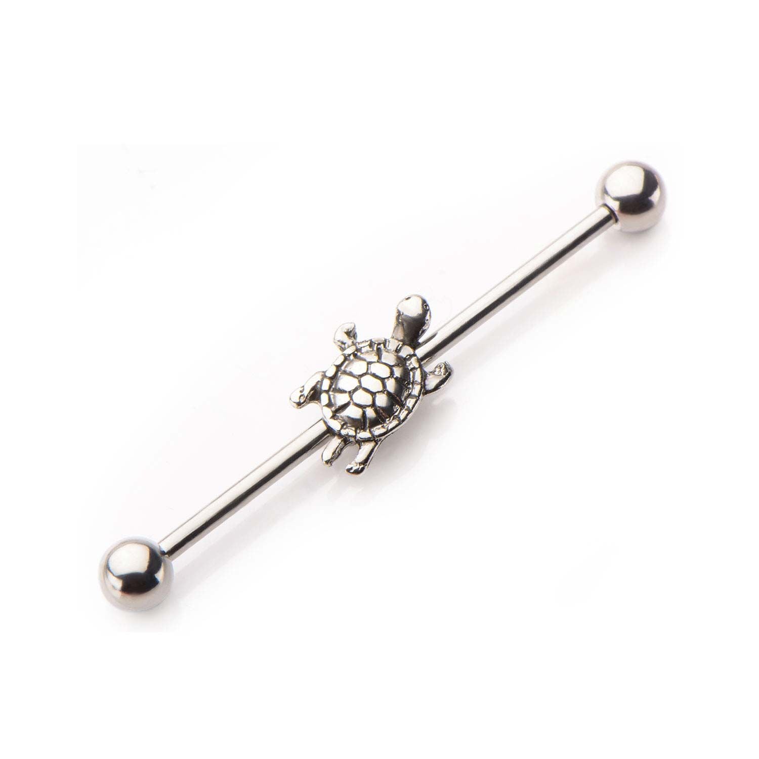 Indistrial Barbell 14g 1 38 Turtle Charm Industrial Barbell -Rebel Bod-RebelBod