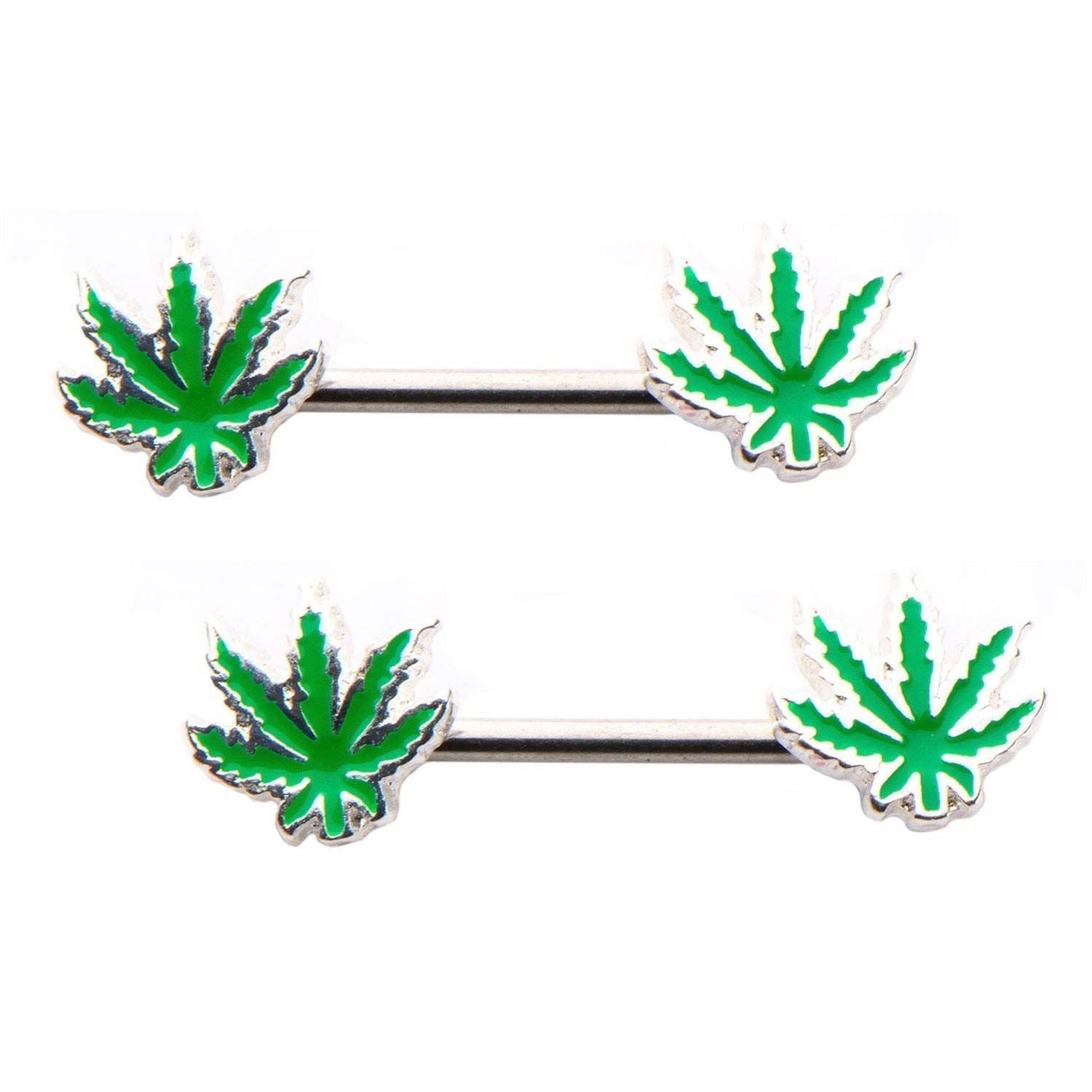TBD-Nipple 14g 12 Forward Facing Pot Leaf Nipple Barbell -Rebel Bod-RebelBod