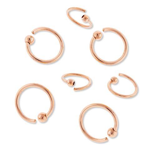CAPTIVE BEAD RING 14g, 16g, 18g & 20g Rose Gold Pvd Fixed Bead Cbr - 1 Piece #SPLT# ^ -Rebel Bod-RebelBod
