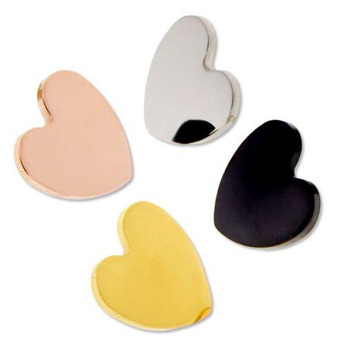 Body Jewelry Parts 14g & 16g/18g Pvd Coated Titanium Heart Threaded End - 1 Piece -Rebel Bod-RebelBod