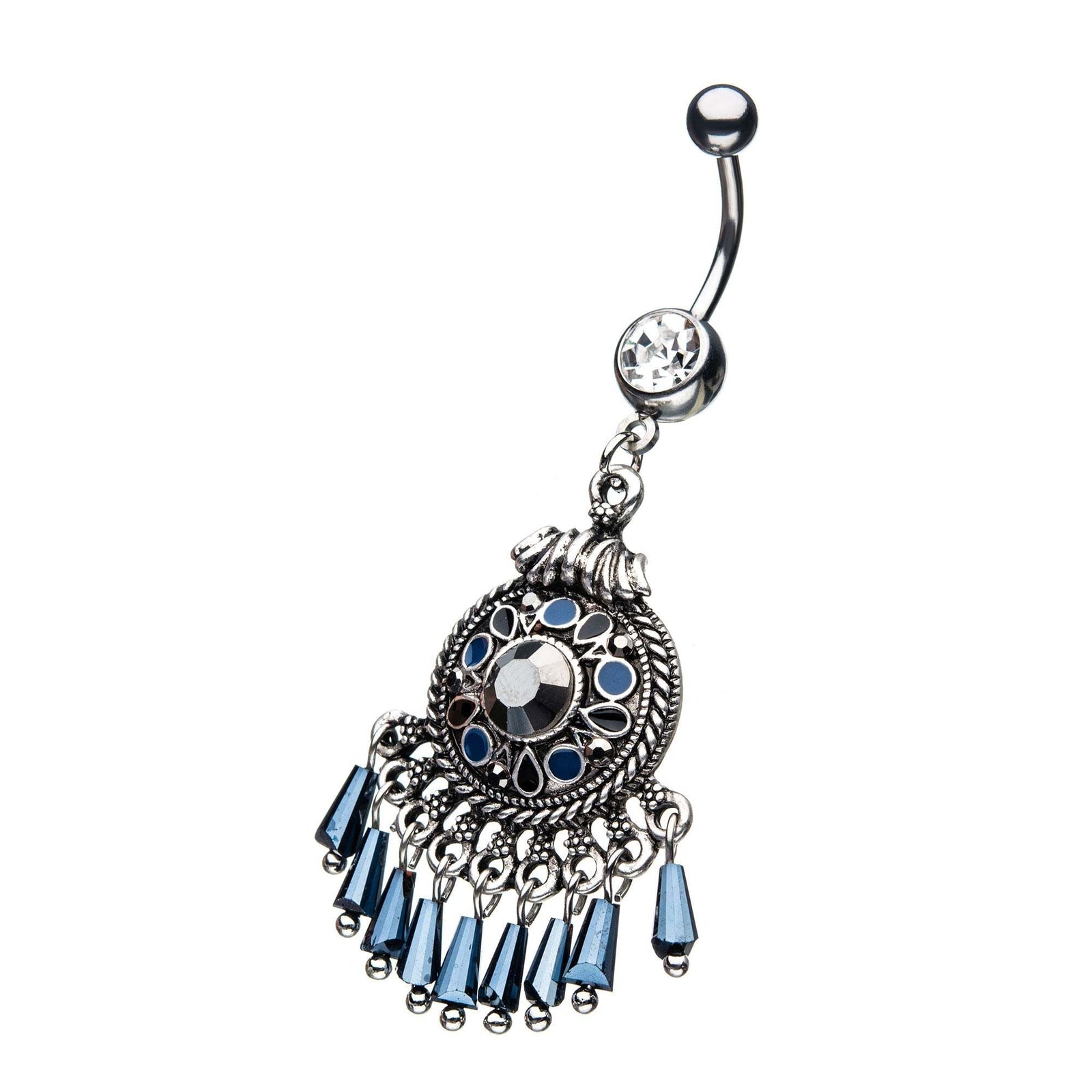 TBD-Belly 14G 316L Xtra Large Long Hem Dangle Navel Ring -Rebel Bod-RebelBod