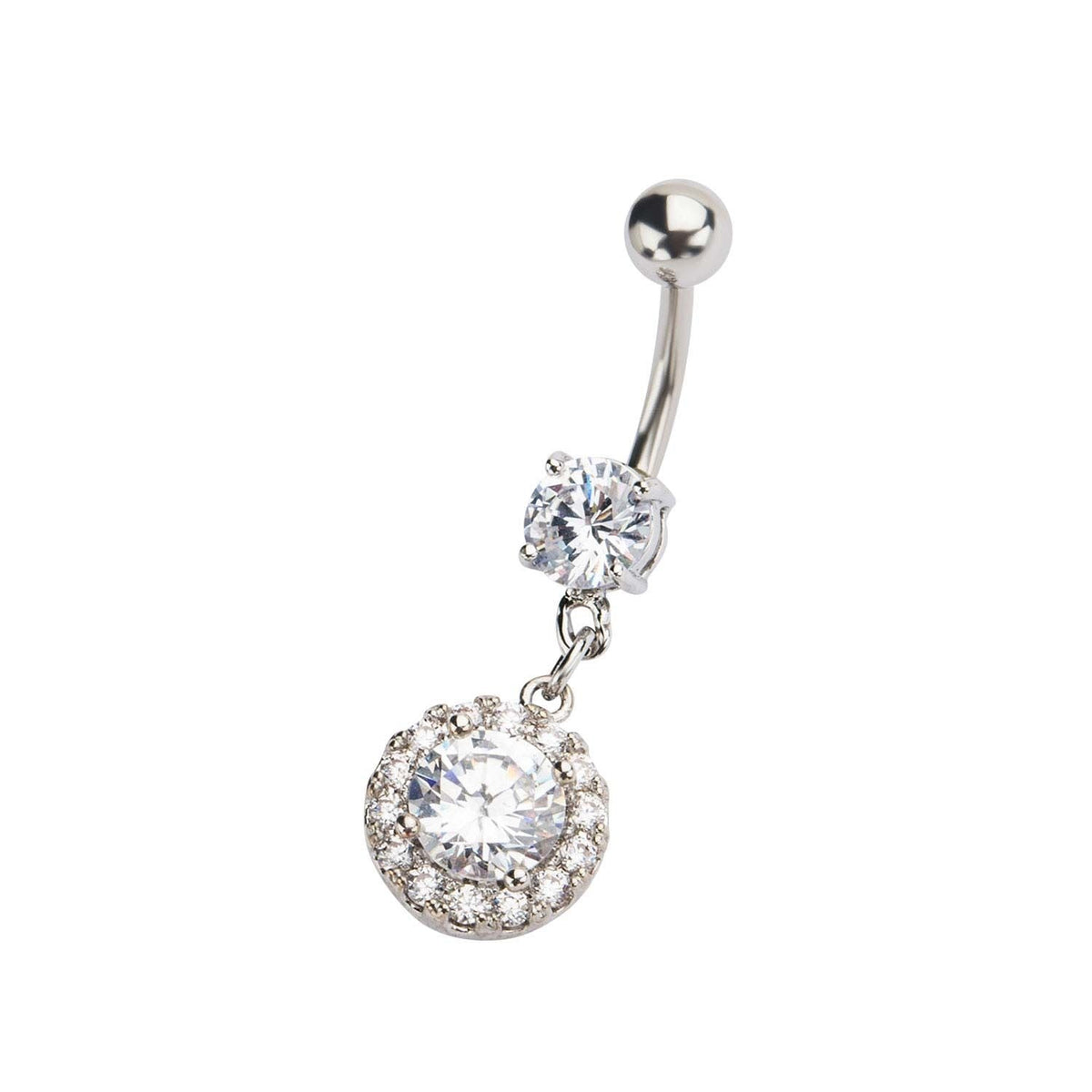 TBD-Belly 14g 38 Navel Clear CZ Gem Circle Dangle Charm -Rebel Bod-RebelBod