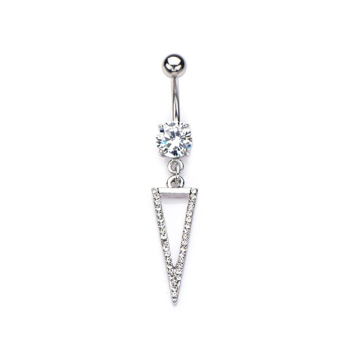 TBD-Belly 14g 38 Navel Clear CZ Gem Encrusted Arrowhead Dangle Charm -Rebel Bod-RebelBod