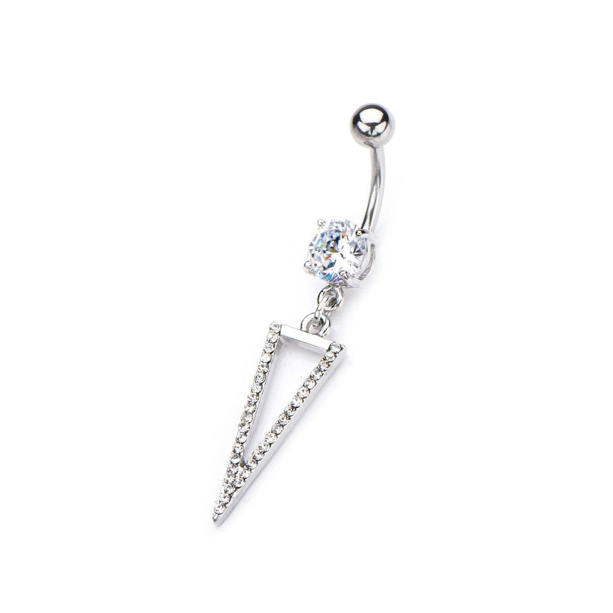 TBD-Belly 14g 38 Navel Clear CZ Gem Encrusted Arrowhead Dangle Charm -Rebel Bod-RebelBod