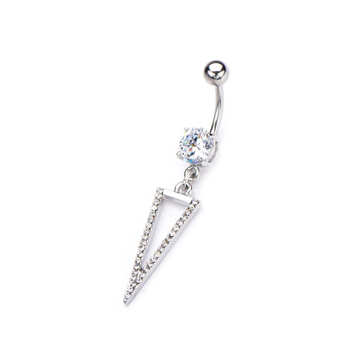 TBD-Belly 14g 38 Navel Clear CZ Gem Encrusted Arrowhead Dangle Charm -Rebel Bod-RebelBod