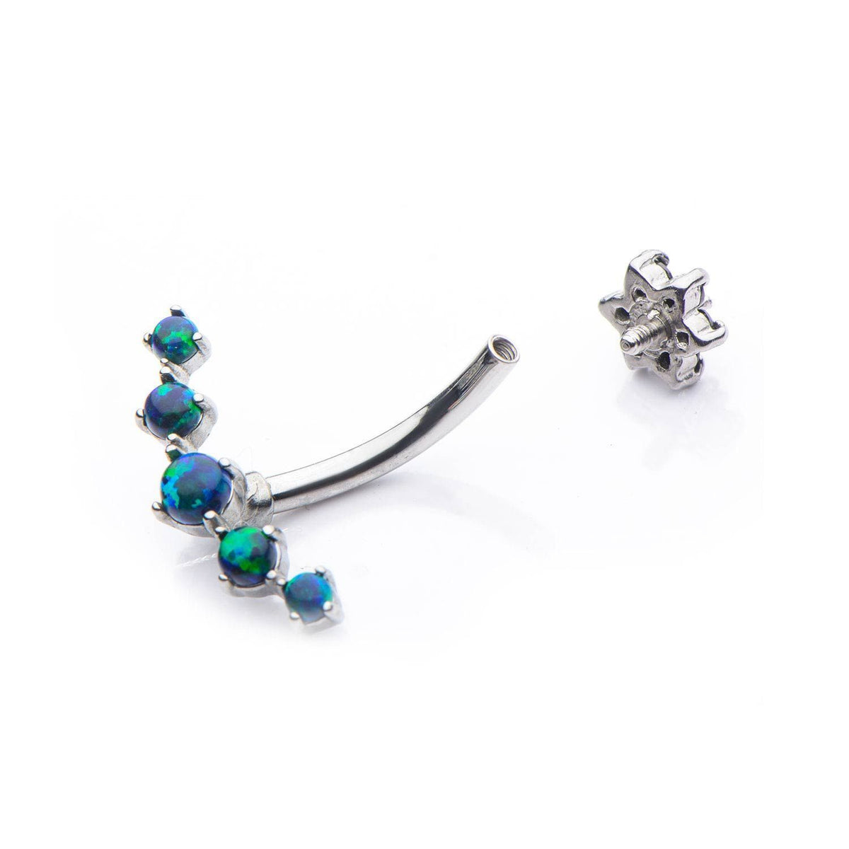 14g 7/16 Internally Threaded Belly Ring 5 Gem Opal