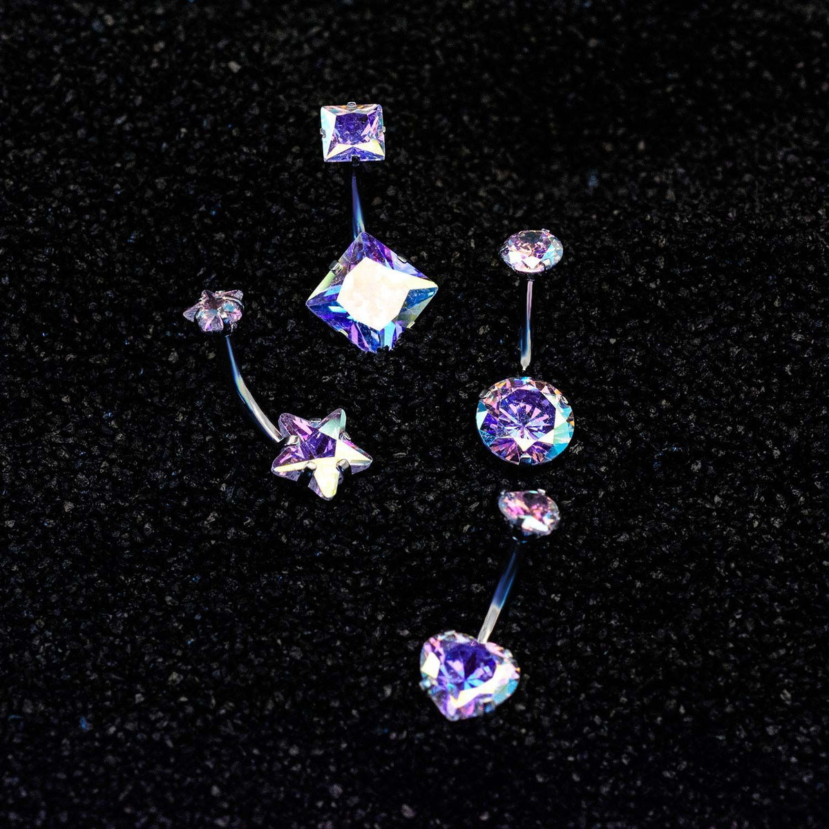 14g 7/16 Internally Threaded Belly Ring Prong Set Round Gem