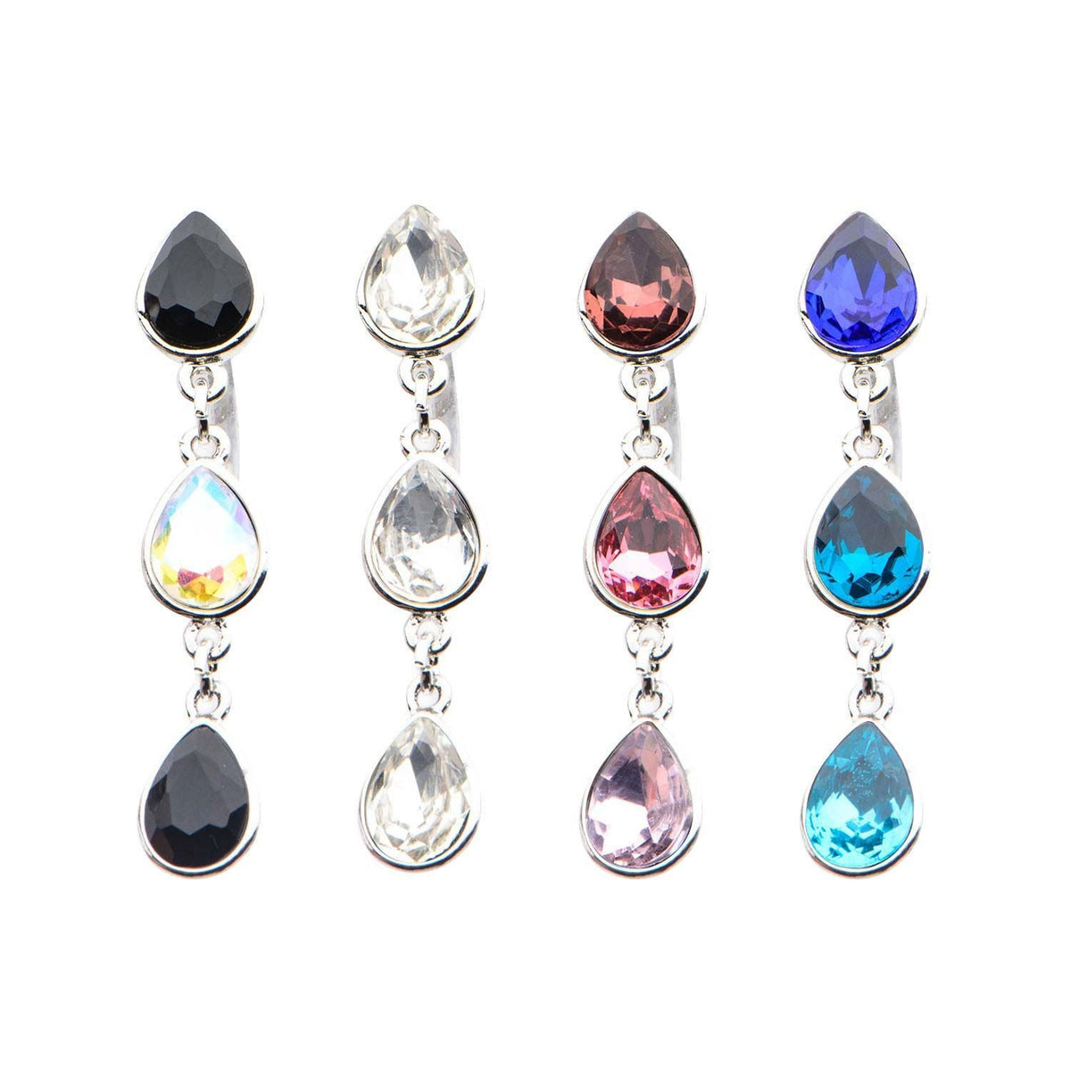 14g 7/16 Belly Ring top down Teardrop Gem Dangle Charm