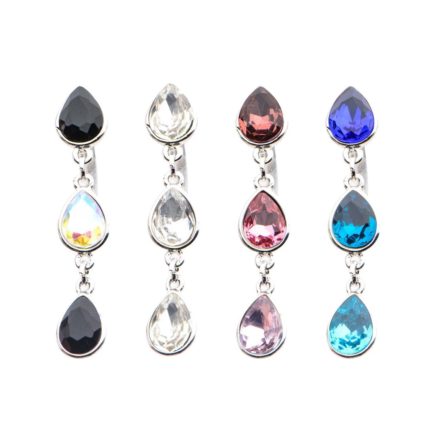 14g 7/16 Belly Ring top down Teardrop Gem Dangle Charm