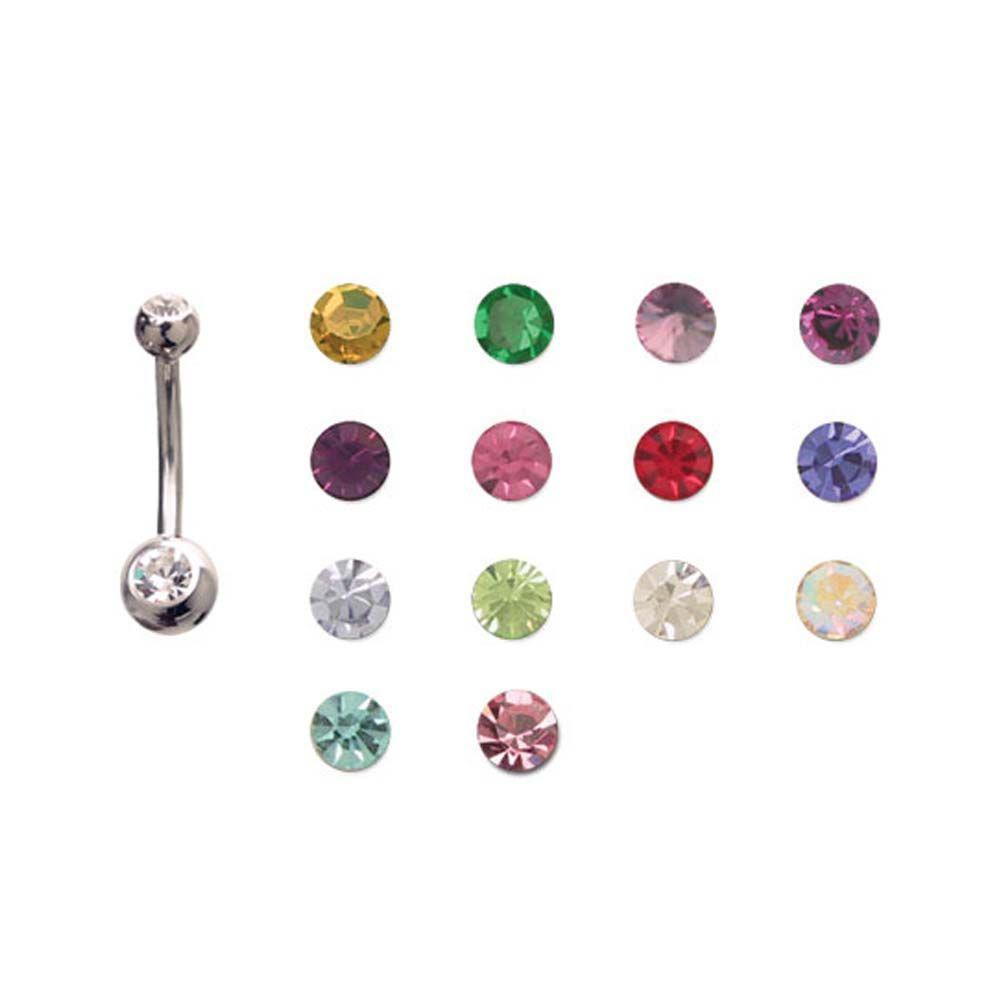 14g 7/16&quot; Navel w/ gems. Perfect for initial piercings. sbvns4352-1