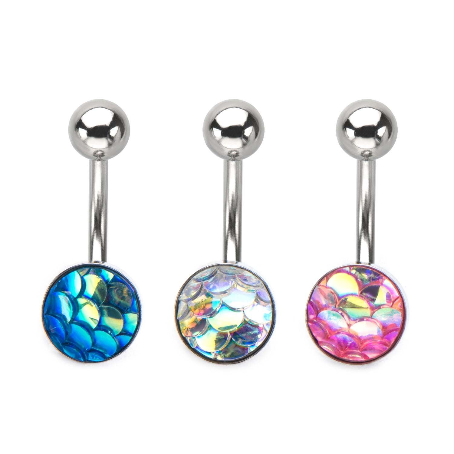 Belly Ring - No Dangle 14g 7/16 Navel with Mermaid Cast Fixed Charm sbvbn6148 -Rebel Bod-RebelBod