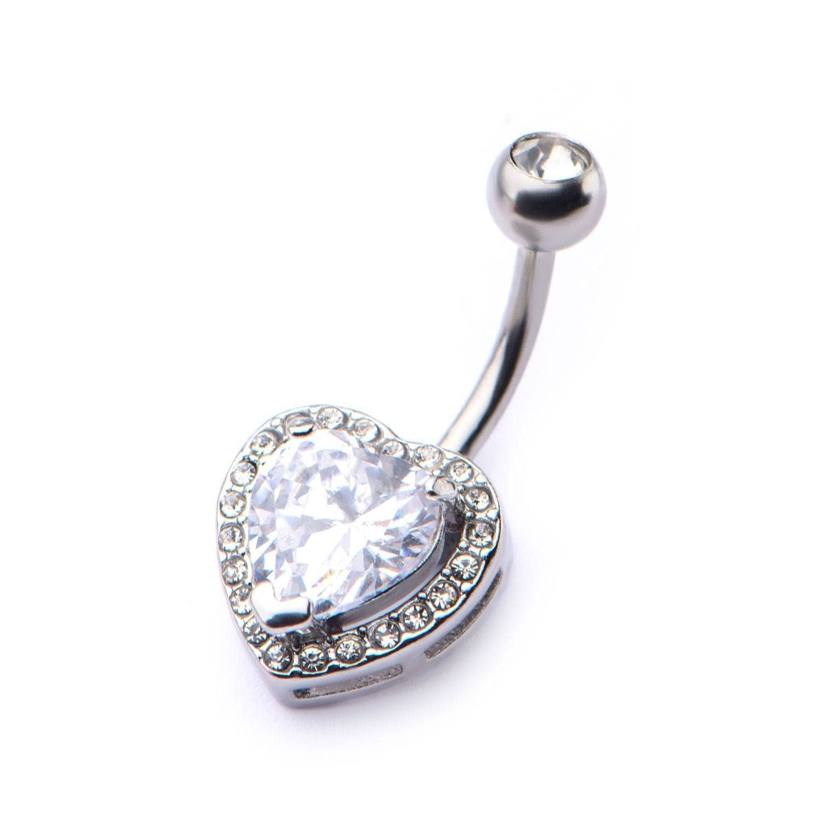TBD-Belly 14g 716 Navel Heart Clear Gem fixed Charm -Rebel Bod-RebelBod