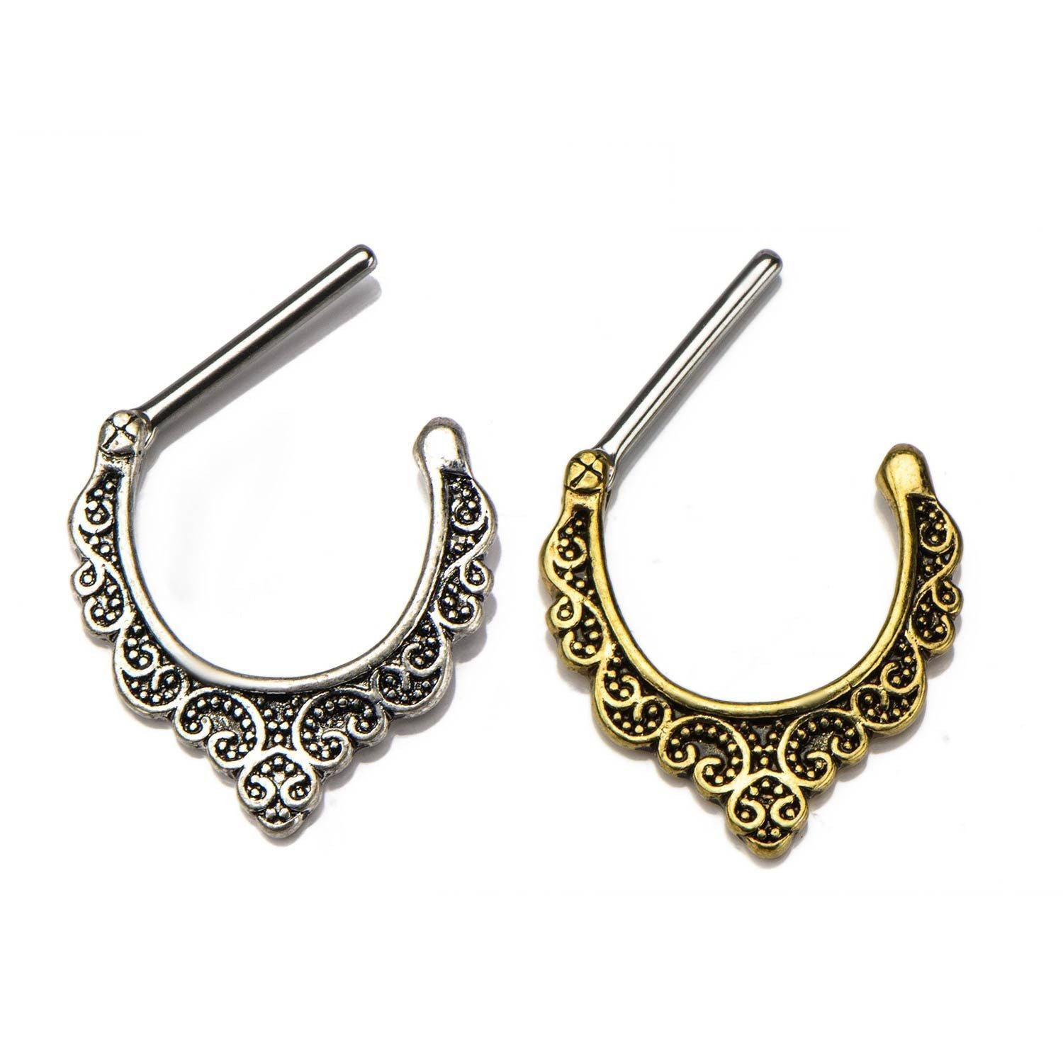 14g 9/16 Tribal Hearts Filigree Nipple Clicker - 1 Pair sbvnipclk02