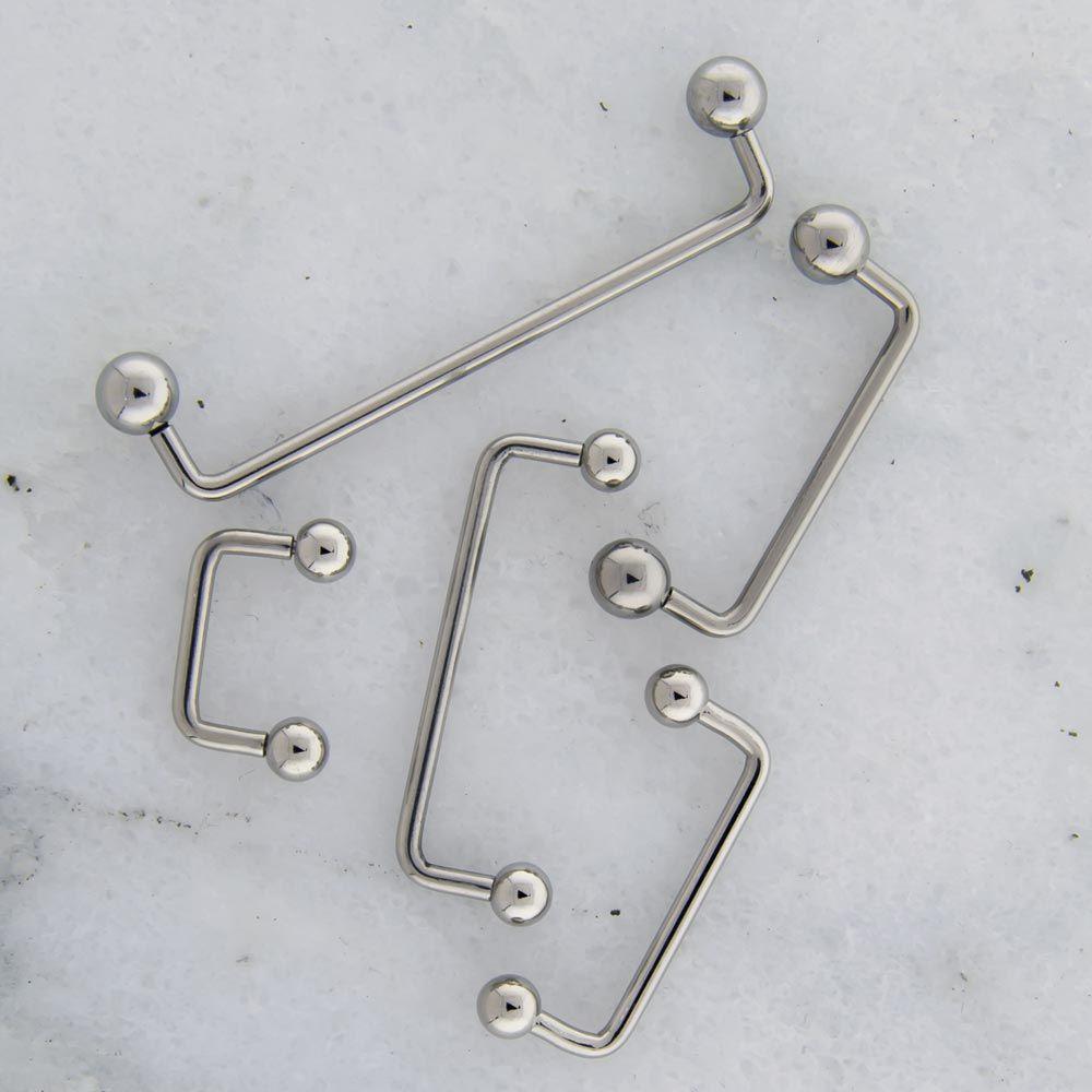 14g 90 Surface Bars With Balls 3/16 Rise - 1 Piece -Rebel Bod-RebelBod