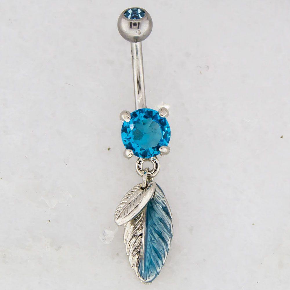 Belly Ring - No Dangle 14g Belly Ring With Feather Dangle - 1 Piece -Rebel Bod-RebelBod