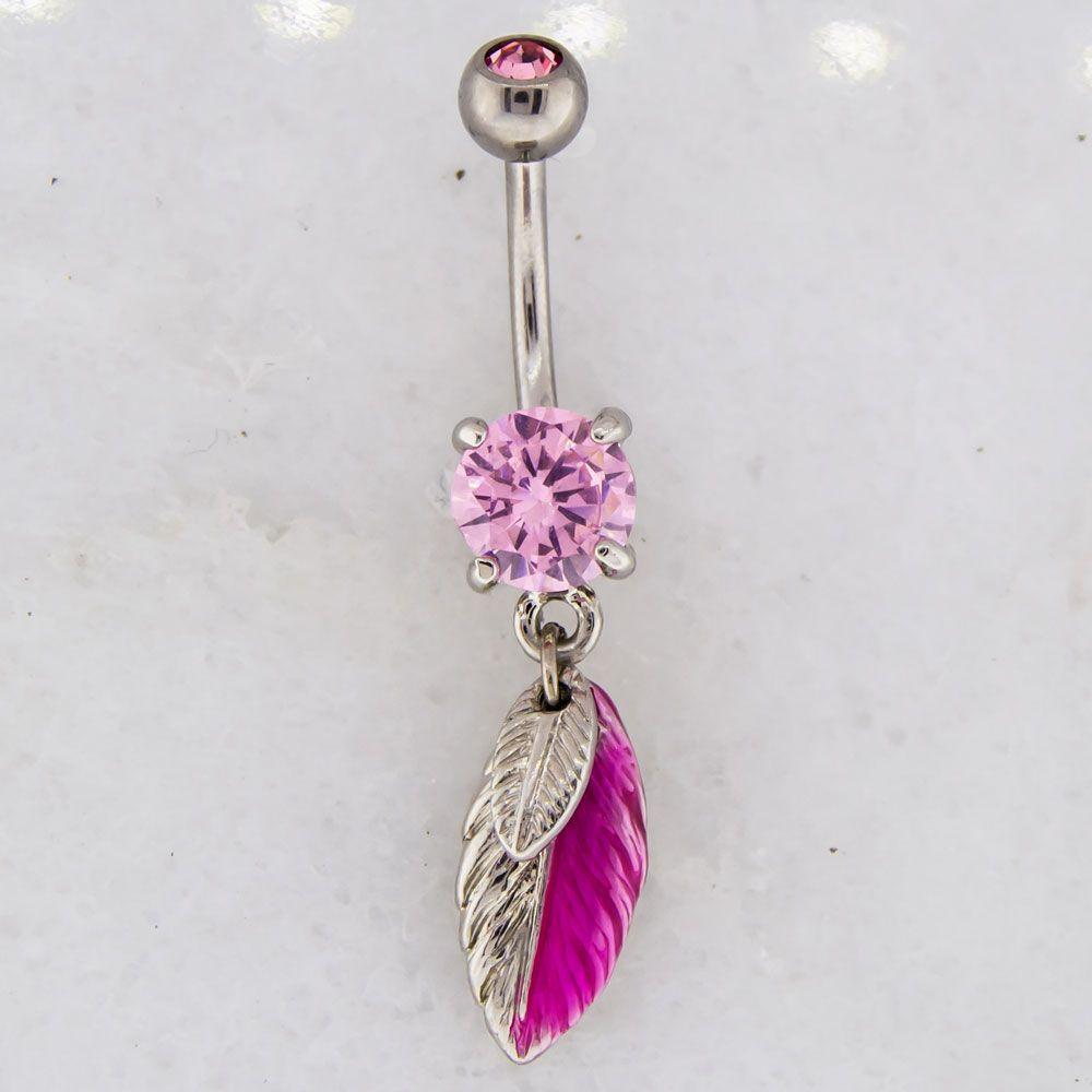 Belly Ring - No Dangle 14g Belly Ring With Feather Dangle - 1 Piece -Rebel Bod-RebelBod