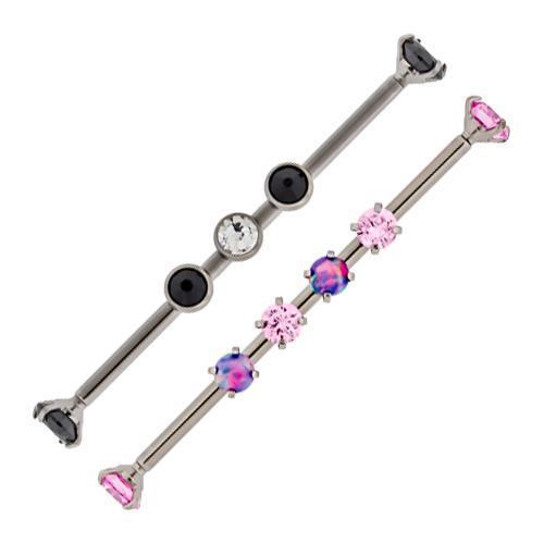 Industrial Barbell 14G Blue Titanium Multi Thread Industrial Barbell Post Only No Balls - 1 Piece - Special -Rebel Bod-RebelBod