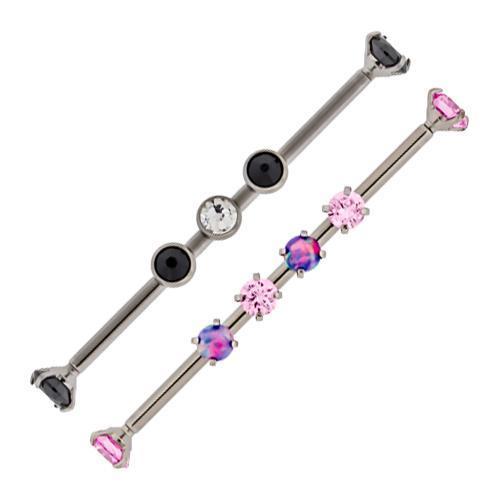 Industrial Barbell 14G Dark Blue Titanium Multi Thread Industrial Barbell Post Only No Balls - 1 Piece - Special -Rebel Bod-RebelBod