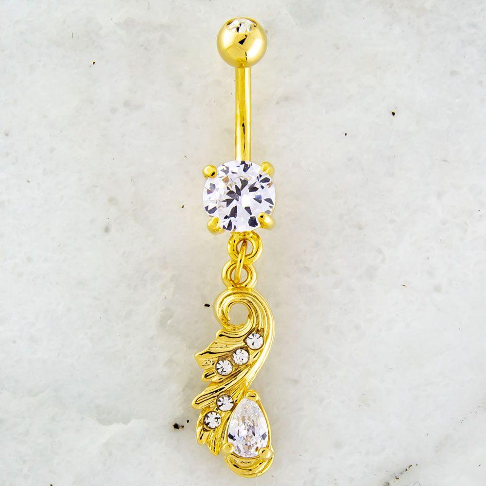 Belly Ring - No Dangle 14g Filigree Design Dangle Gem Belly Ring - 1 Piece -Rebel Bod-RebelBod