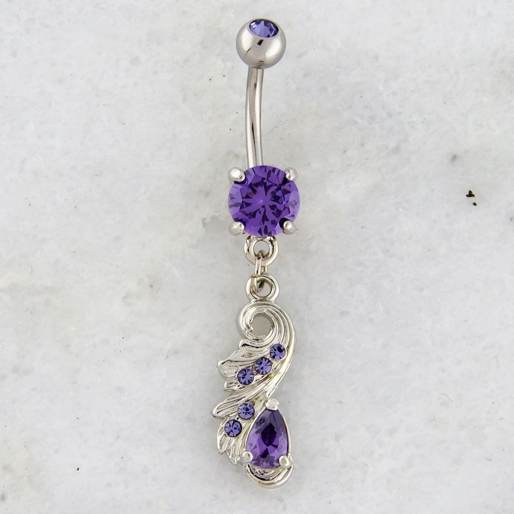 Belly Ring - No Dangle 14g Filigree Design Dangle Gem Belly Ring - 1 Piece -Rebel Bod-RebelBod