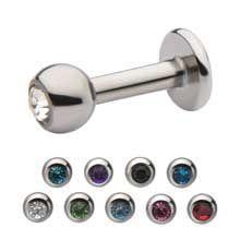 14g Flat Back Labret w/ Gem Ball End sbvls-gems-14