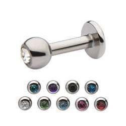 14g Flat Back Labret w/ Gem Ball End sbvls-gems-14