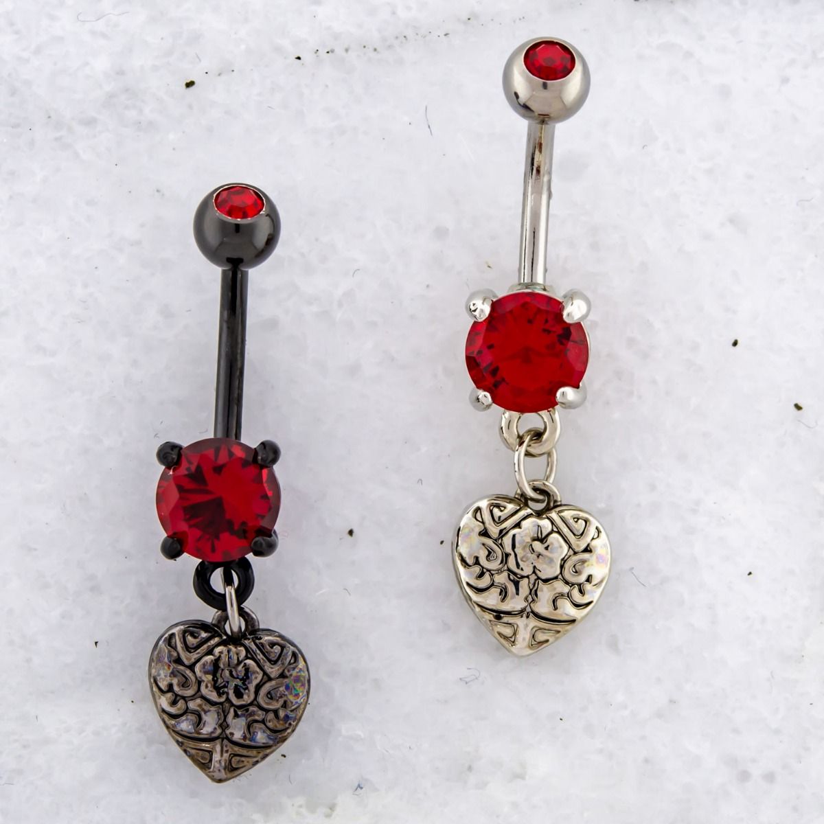 14g Heart w Floral Navel Ring 1 Piece Rebel Bod