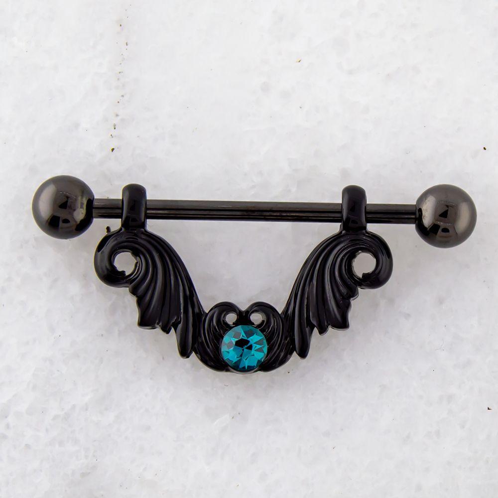 Nipple Stirrup 14g Nipple Stirrup With Filigree With Gem - 1 Piece -Rebel Bod-RebelBod