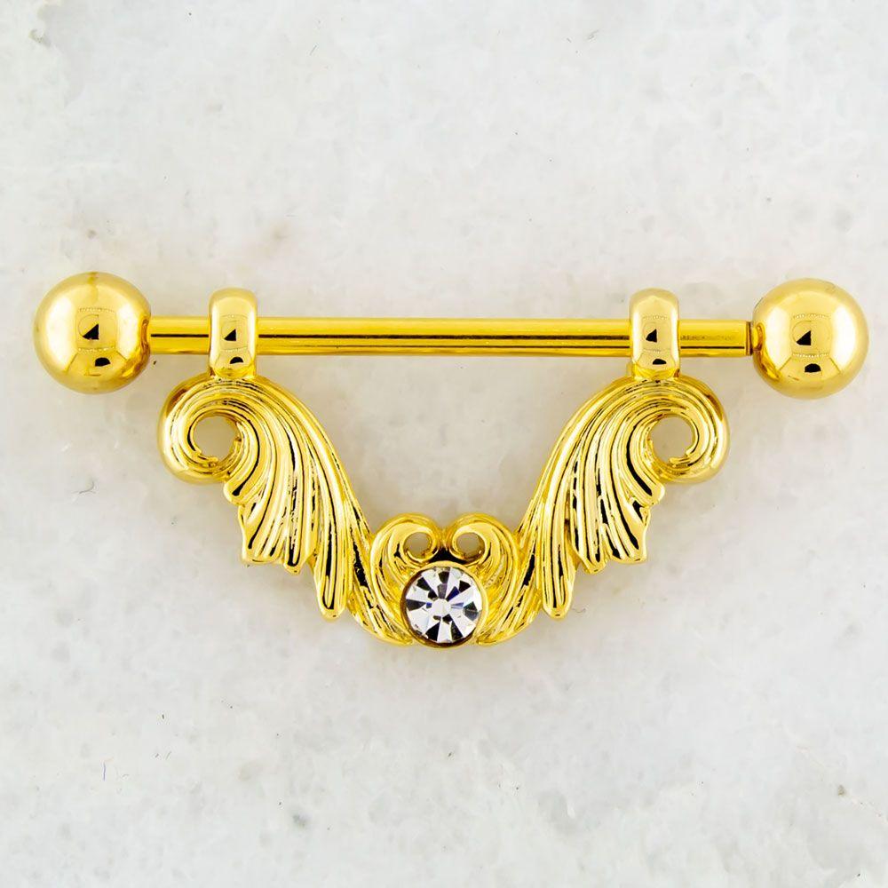 Nipple Stirrup 14g Nipple Stirrup With Filigree With Gem - 1 Piece -Rebel Bod-RebelBod