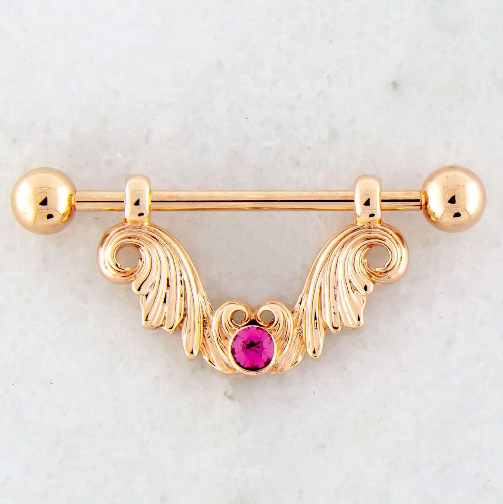 Nipple Stirrup 14g Nipple Stirrup With Filigree With Gem - 1 Piece -Rebel Bod-RebelBod