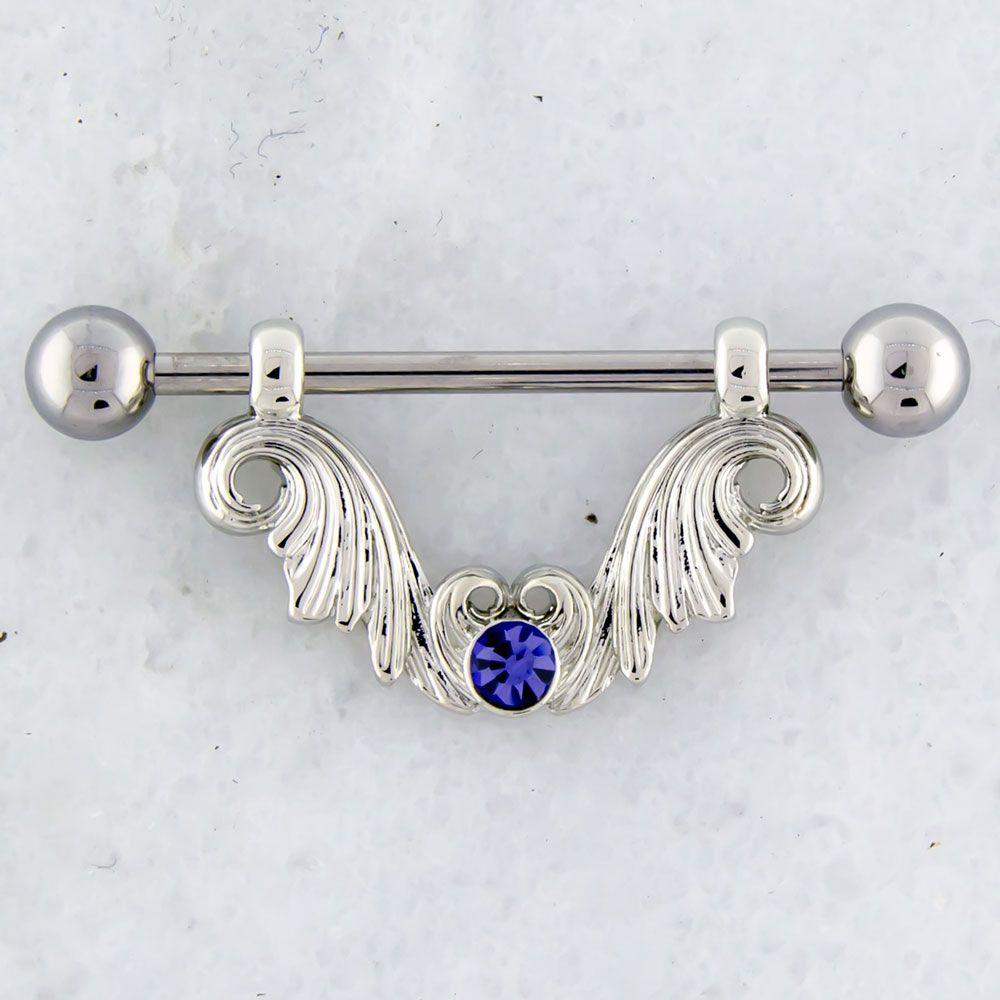 Nipple Stirrup 14g Nipple Stirrup With Filigree With Gem - 1 Piece -Rebel Bod-RebelBod
