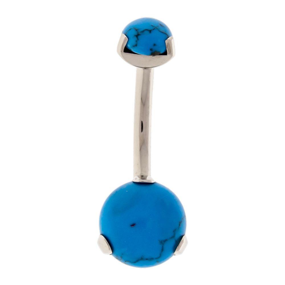 Belly Ring - No Dangle 14g Steel Cabochon Navel Ring - 1 Piece -Rebel Bod-RebelBod