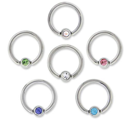 14g Steel Gem Captive Bead Ring - 1 Piece #SPLT -Rebel Bod-RebelBod