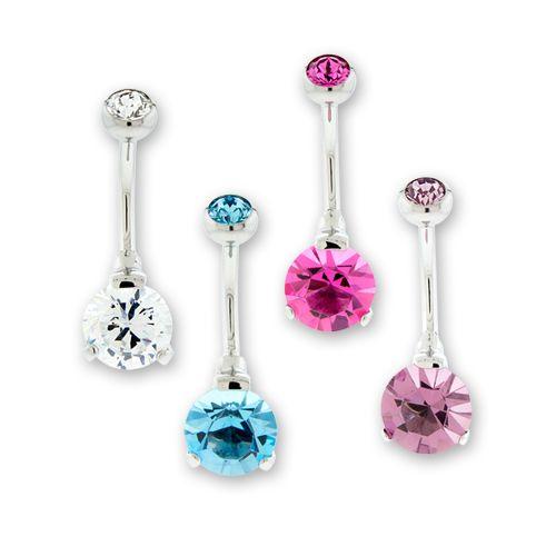 Belly Ring - No Dangle 14g Steel Internal Double Gem Navel Ring - 1 Piece -Rebel Bod-RebelBod