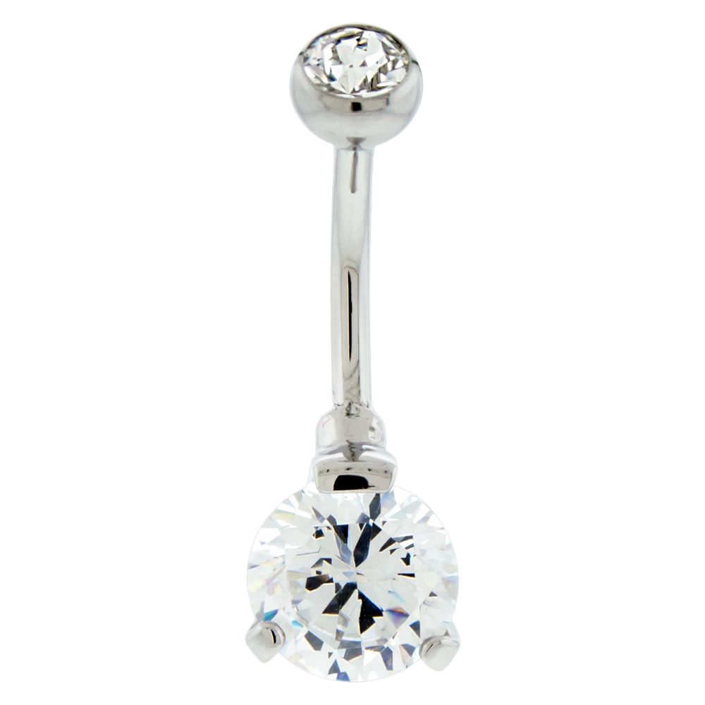 Belly Ring - No Dangle 14g Steel Internal Double Gem Navel Ring - 1 Piece -Rebel Bod-RebelBod