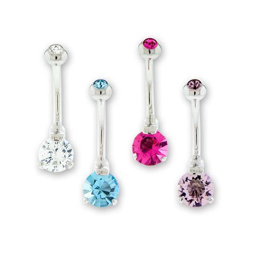 Belly Ring - No Dangle 14g Steel Internal Double Gem Navel Rings - 1 Piece -Rebel Bod-RebelBod