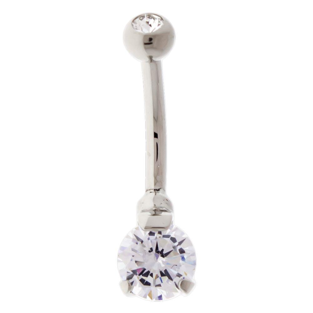 Belly Ring - No Dangle 14g Steel Internal Double Gem Navel Rings - 1 Piece -Rebel Bod-RebelBod