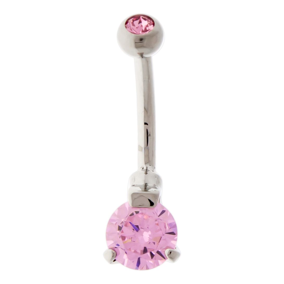 Belly Ring - No Dangle 14g Steel Internal Double Gem Navel Rings - 1 Piece -Rebel Bod-RebelBod