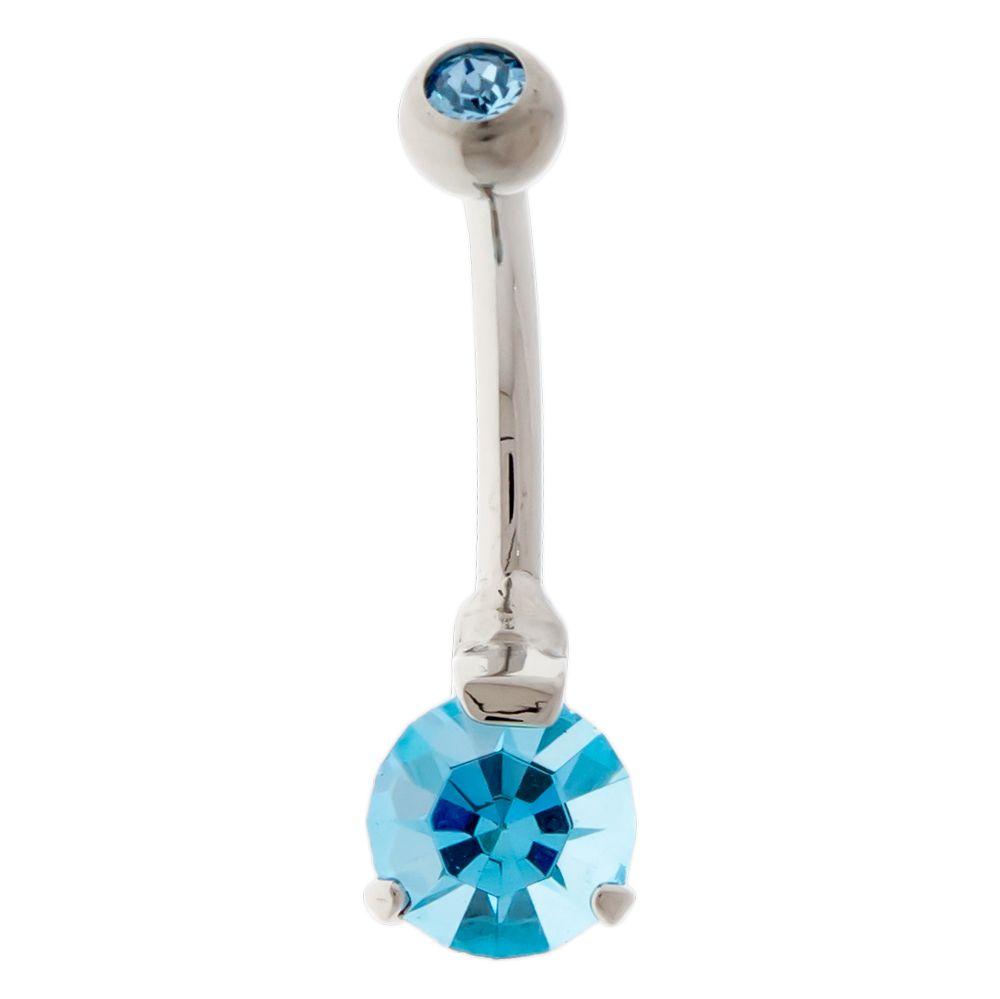 Belly Ring - No Dangle 14g Steel Internal Double Gem Navel Rings - 1 Piece -Rebel Bod-RebelBod