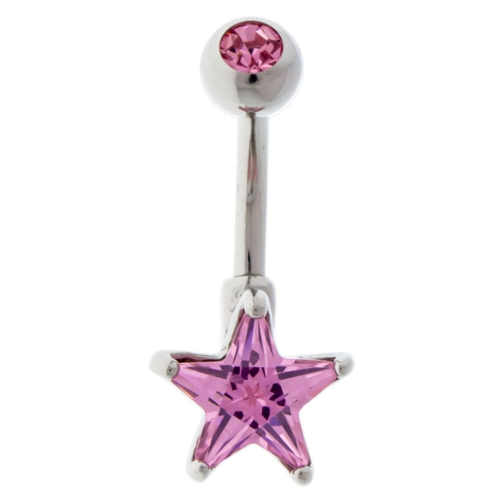 Belly Ring - No Dangle 14g Steel Internal Double Gem Star Navel Ring - 1 Piece -Rebel Bod-RebelBod