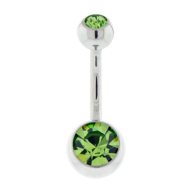 Belly Ring - No Dangle 14g Steel Internal Double SWAROVSKI Gem Navel Rings - 1 Piece #SPLT#6 -Rebel Bod-RebelBod